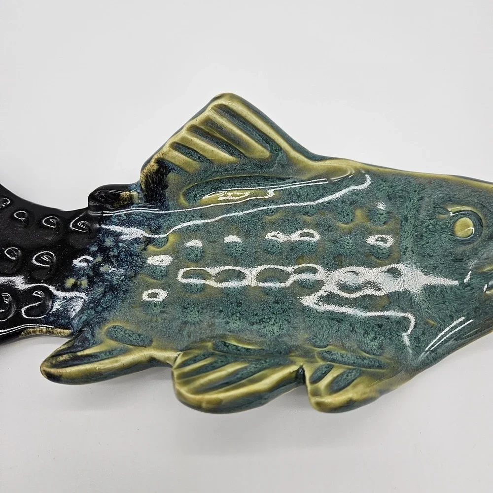 Handmade & Painted Clay Fish Decor/tray Signed Cabin Chic
